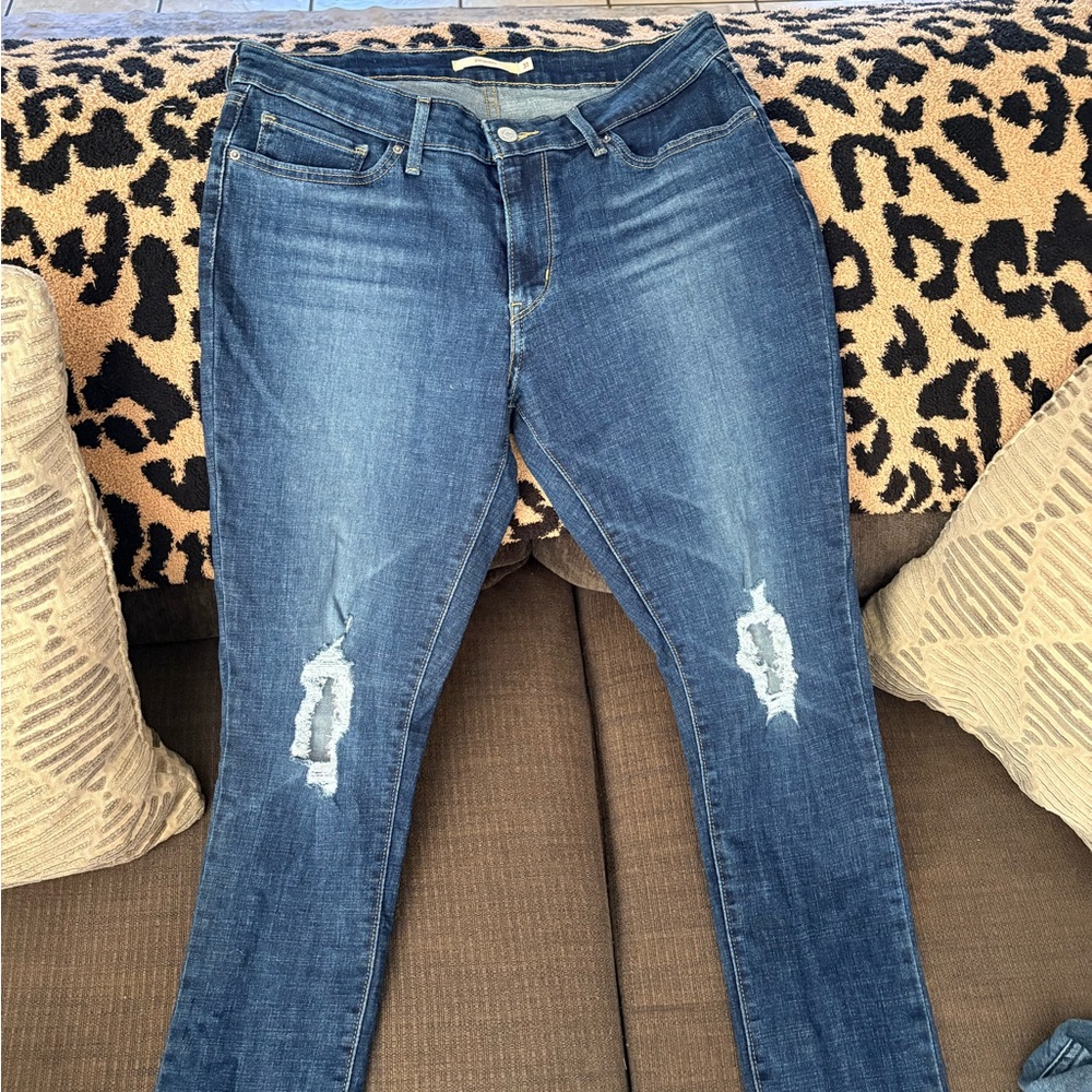 Levi's Men's Blue Distressed Skinny Jeans